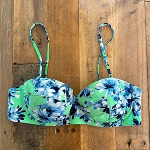 J. Crew green and blue floral bikini top